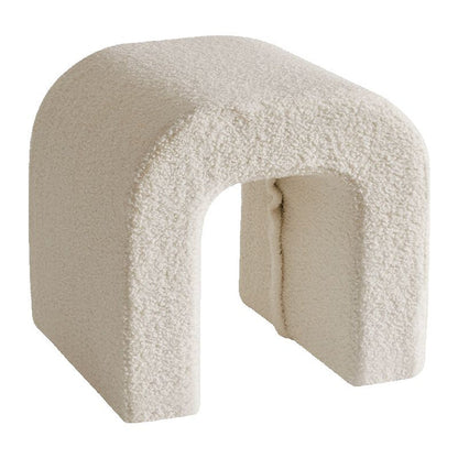 Cozy Teddy Boucle U-Shaped Ottoman Pouffe - Stylish & Versatile Footrest for Living Room & Bedroom Decor