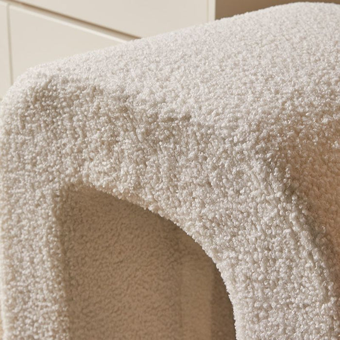 Cozy Teddy Boucle U-Shaped Ottoman Pouffe - Stylish & Versatile Footrest for Living Room & Bedroom Decor