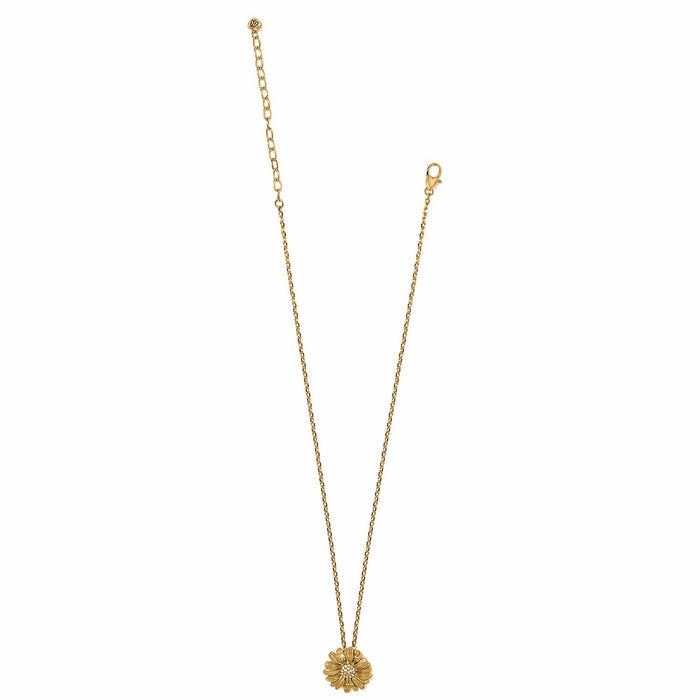 Brighton pendant necklace with gold-plated daisy flower charm and crystal center accents on a white background