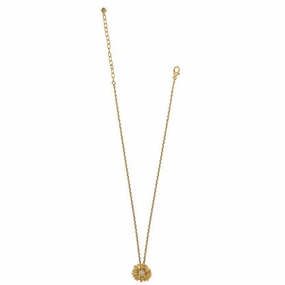 Brighton pendant necklace with gold-plated daisy flower charm and crystal center accents on a white background
