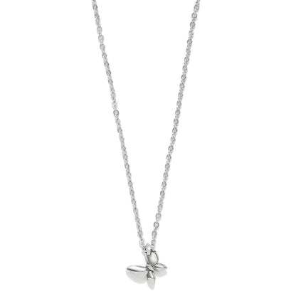 Brighton pendant necklace with silver-plated butterfly charm and delicate cable chain on a white background