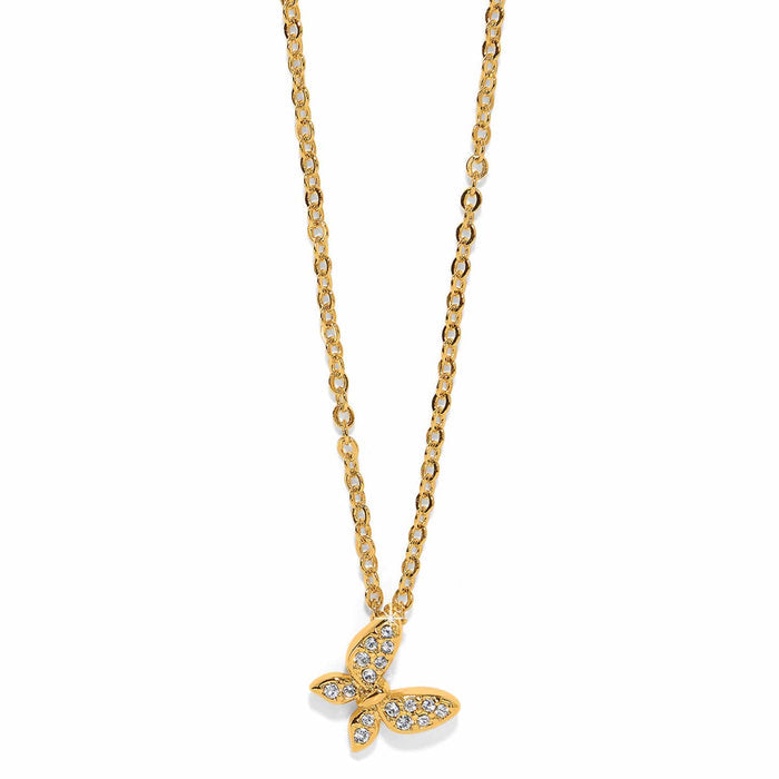Brighton pendant necklace with gold-plated chain and crystal-set butterfly charm on a white background