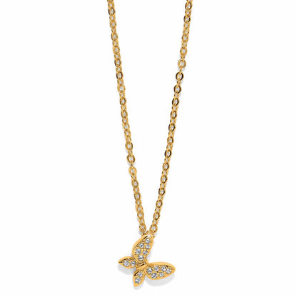 Brighton pendant necklace with gold-plated chain and crystal-set butterfly charm on a white background