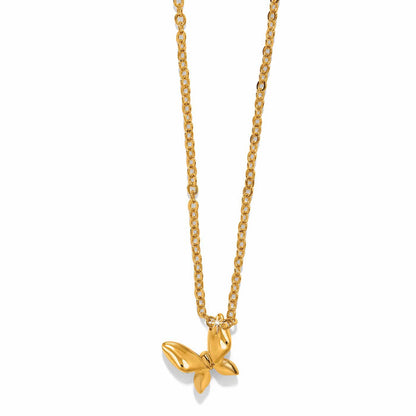 Brighton butterfly pendant necklace with gold-plated chain and polished butterfly charm on a white background