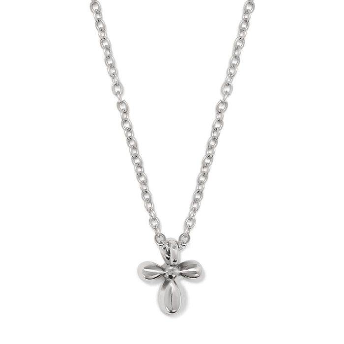 Brighton pendant necklace with silver-plated flower charm and cable chain on a white background