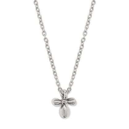 Brighton pendant necklace with silver-plated flower charm and cable chain on a white background