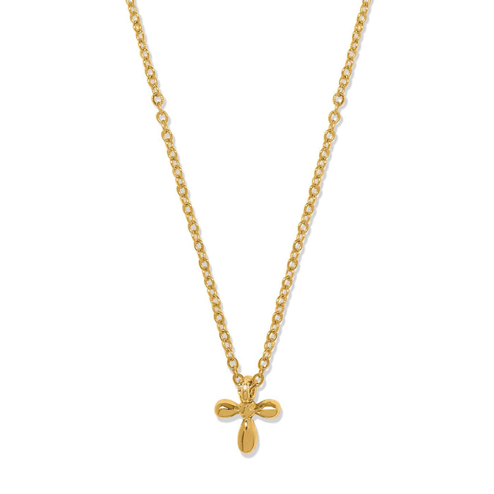 Brighton pendant necklace with gold-tone chain and small floral cross pendant on a white background