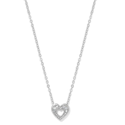 Brighton pendant necklace with silver-plated heart pendant and crystal accents on a white background