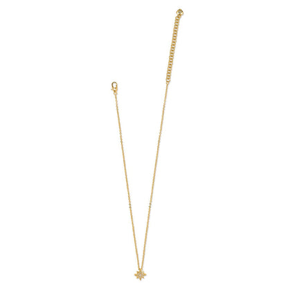 Brighton gold-plated chain necklace with starburst pendant featuring crystal accents and lobster clasp on a white background