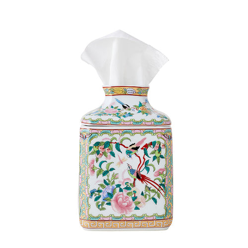 English Rose Porcelain Tissue Holder