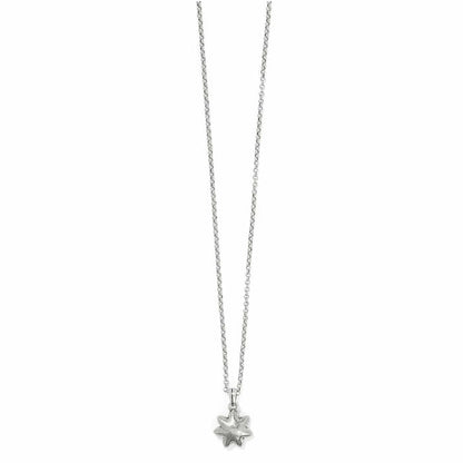 Brighton pendant necklace with silver-plated flower charm on a delicate rolo chain on a white background