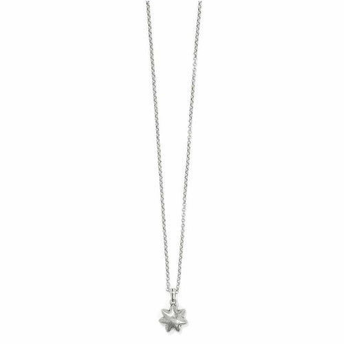 Brighton pendant necklace with silver-plated flower charm on a delicate rolo chain on a white background
