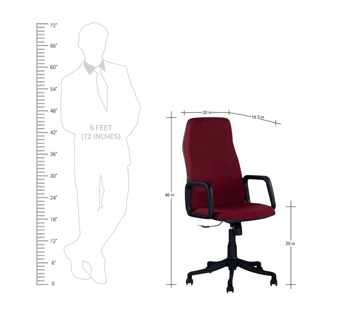 Executive High Back Office Chair with Cushioned Seat, Ergonomic Design and Armrests for Comfortable Work Seating