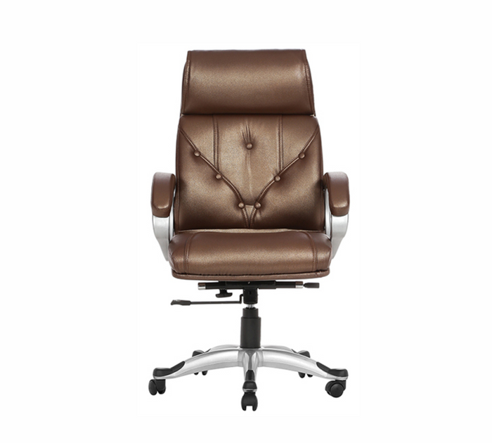 Executive Leatherette Office Chair with Adjustable Headrest, Ergonomic High Back, Cushioned Seat, Smooth Swivel, Durable Chrome Base for Office Use