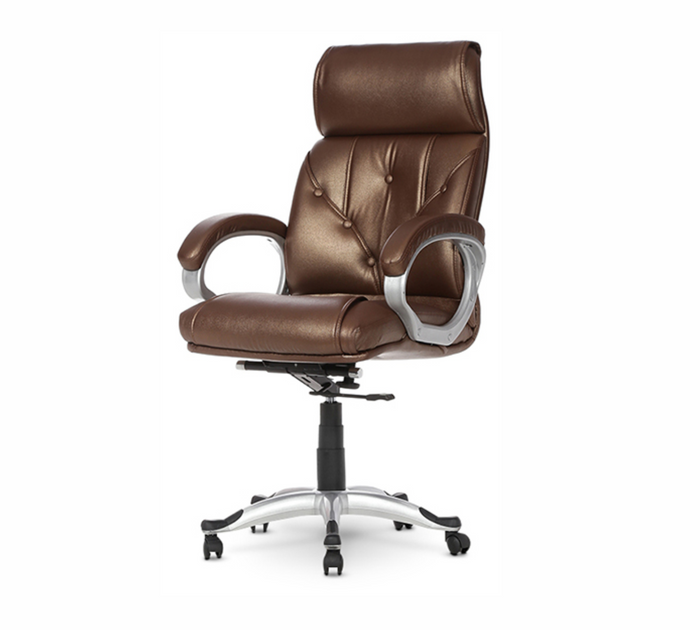 Executive Leatherette Office Chair with Adjustable Headrest, Ergonomic High Back, Cushioned Seat, Smooth Swivel, Durable Chrome Base for Office Use