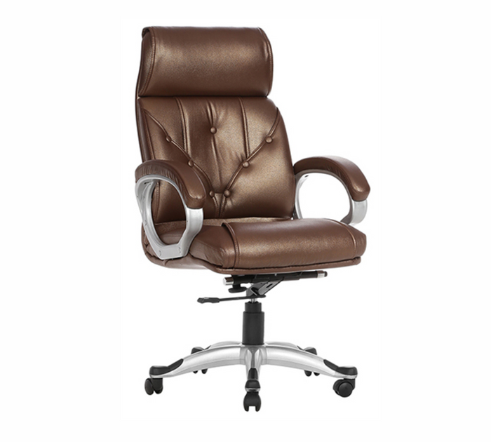 Executive Leatherette Office Chair with Adjustable Headrest, Ergonomic High Back, Cushioned Seat, Smooth Swivel, Durable Chrome Base for Office Use