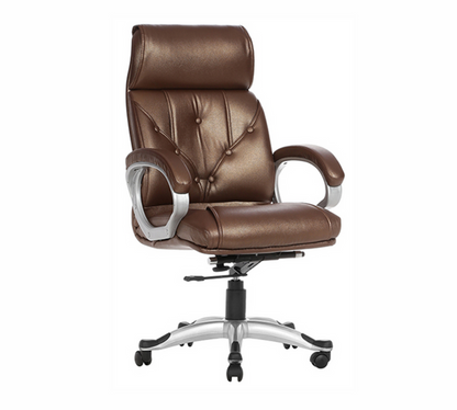 Executive Leatherette Office Chair with Adjustable Headrest, Ergonomic High Back, Cushioned Seat, Smooth Swivel, Durable Chrome Base for Office Use