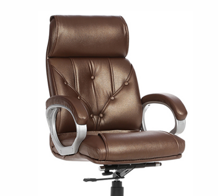Executive Leatherette Office Chair with Adjustable Headrest, Ergonomic High Back, Cushioned Seat, Smooth Swivel, Durable Chrome Base for Office Use