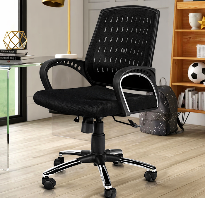Executive Medium Back Mesh Chair and Ergonomic Design with Height Adjustable Chrome Base for Office Furniture