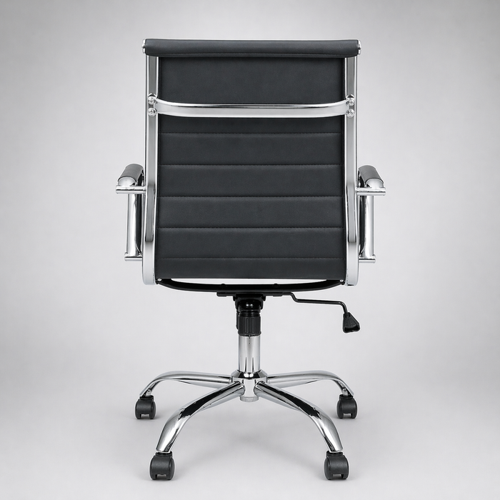 Executive Mid Back Ergonomic Office Chair with PU Upholstery, Chrome Armrests & Base, Height Adjustable Swivel Mechanism for Office & Home Use