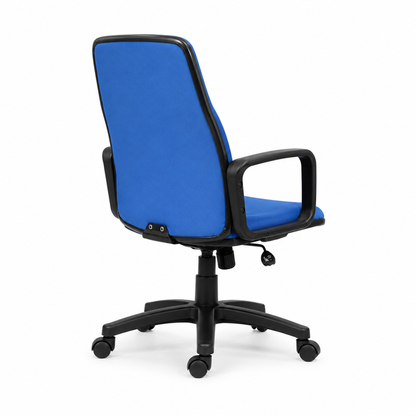 Executive Mid Back Fabric Office Chair with Ergonomic Cushion, Adjustable Height, Fixed Armrests, Nylon Base with Wheels for Office and Home Workspace