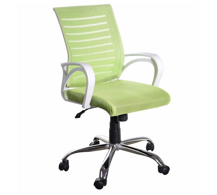 Executive Mid Back Office Chair with Breathable Mesh Back, Cushioned Fabric Seat, Adjustable Height, Swivel Base &amp; Armrests – Ergonomic Workstation Chair