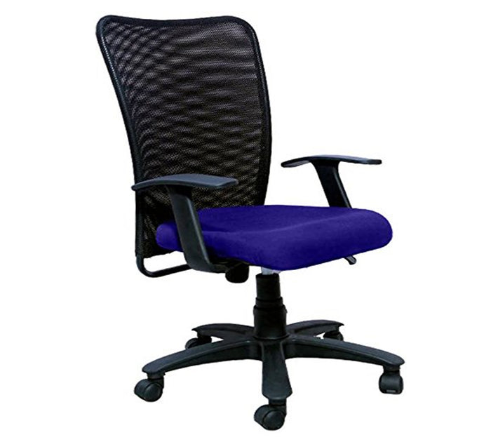 Executive Mid Back Office Chair with Breathable Mesh Back, Fabric Cushioned Seat, Fixed Armrests, Adjustable Swivel Base with Wheels for Office and Home Use