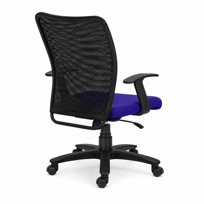 Executive Mid Back Office Chair with Breathable Mesh Back, Fabric Cushioned Seat, Fixed Armrests, Adjustable Swivel Base with Wheels for Office and Home Use
