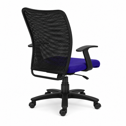 Executive Mid Back Office Chair with Breathable Mesh Back, Fabric Cushioned Seat, Fixed Armrests, Adjustable Swivel Base with Wheels for Office and Home Use