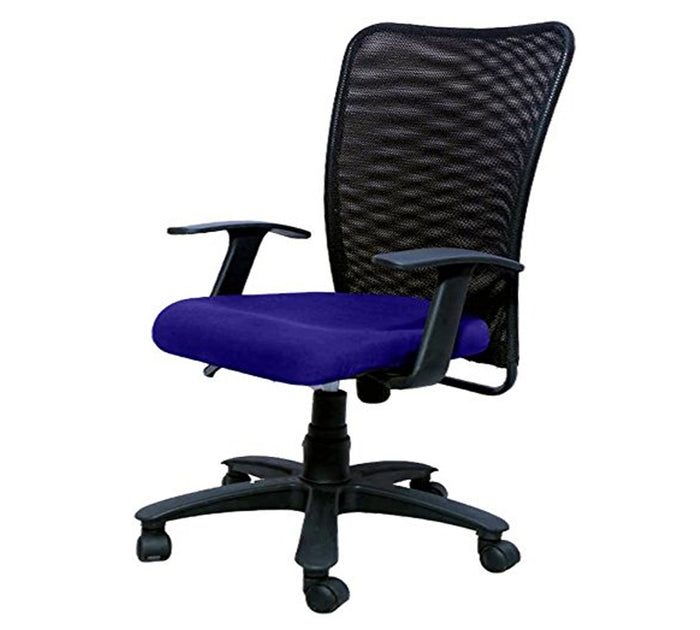 Executive Mid Back Office Chair with Breathable Mesh Back, Fabric Cushioned Seat, Fixed Armrests, Adjustable Swivel Base with Wheels for Office and Home Use