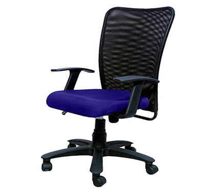Executive Mid Back Office Chair with Breathable Mesh Back, Fabric Cushioned Seat, Fixed Armrests, Adjustable Swivel Base with Wheels for Office and Home Use