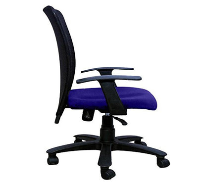 Executive Mid Back Office Chair with Breathable Mesh Back, Fabric Cushioned Seat, Fixed Armrests, Adjustable Swivel Base with Wheels for Office and Home Use