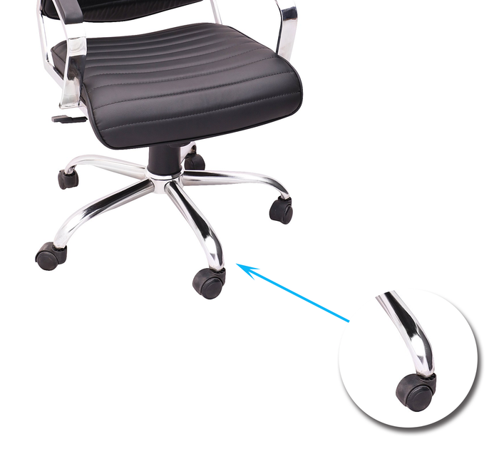 Executive Mid Back Office Chair with Cushioned Seat, Hydraulic Height Adjustment, Chrome Armrests, Swivel Base and Castor Wheels for Office & Home Workspace