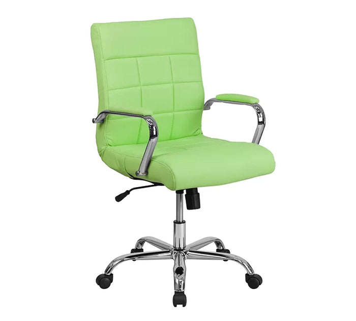 Executive Mid Back Office Chair with Leatherette Upholstery, Chrome Armrests, Height Adjustable Swivel for Office, Conference Room and Home Workspace
