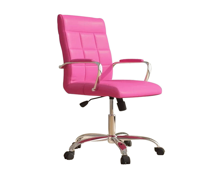 Executive Mid Back Office Chair with Leatherette Upholstery, Chrome Armrests, Height Adjustable Swivel for Office, Conference Room and Home Workspace