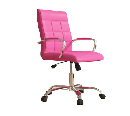 Executive Mid Back Office Chair with Leatherette Upholstery, Chrome Armrests, Height Adjustable Swivel for Office, Conference Room and Home Workspace