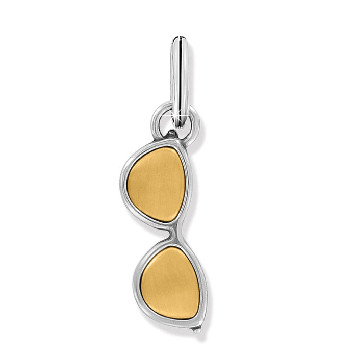 Brighton sunglasses charm with silver-tone frame and gold-tone lenses on a white background