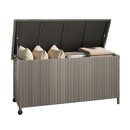 GRAND PATIO 108 Gallons Large Outdoor Wicker Storage Box with Lid for Cushions.