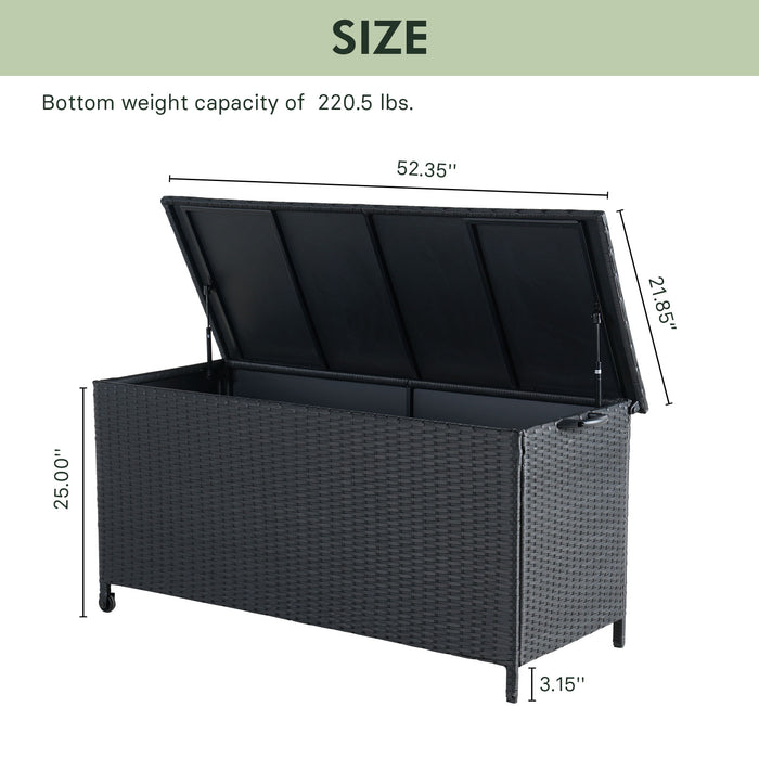 GRAND PATIO 108 Gallons Large Outdoor Wicker Storage Box with Lid for Cushions.