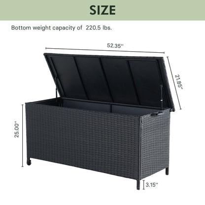GRAND PATIO 108 Gallons Large Outdoor Wicker Storage Box with Lid for Cushions.