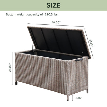 GRAND PATIO 108 Gallons Large Outdoor Wicker Storage Box with Lid for Cushions.