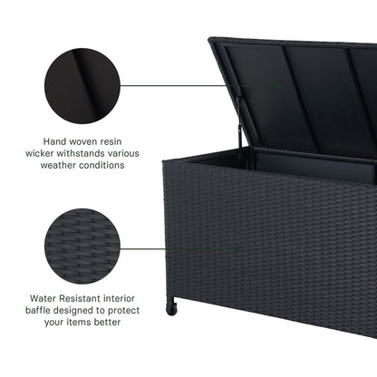 GRAND PATIO 108 Gallons Large Outdoor Wicker Storage Box with Lid for Cushions.