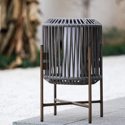 GRAND PATIO 22" Resin Wicker Steel Modern Outdoor Integrated LED Solar Floor Lamp.