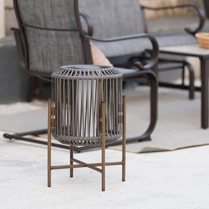 GRAND PATIO 22" Resin Wicker Steel Modern Outdoor Integrated LED Solar Floor Lamp.