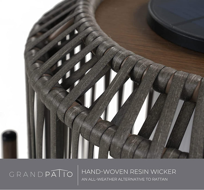 GRAND PATIO 22" Resin Wicker Steel Modern Outdoor Integrated LED Solar Floor Lamp.