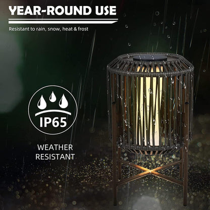GRAND PATIO 22" Resin Wicker Steel Modern Outdoor Integrated LED Solar Floor Lamp.