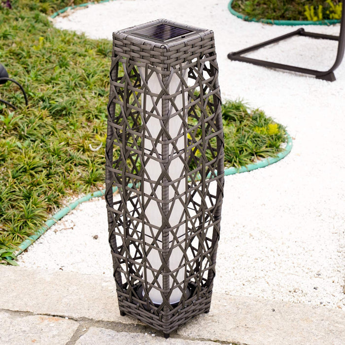 GRAND PATIO Cindy Solar Lamp, Solar-Powered Woven Resin Wicker Floor Lamp