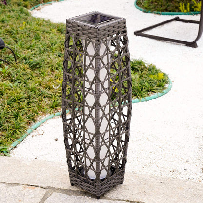 GRAND PATIO Cindy Solar Lamp, Solar-Powered Woven Resin Wicker Floor Lamp