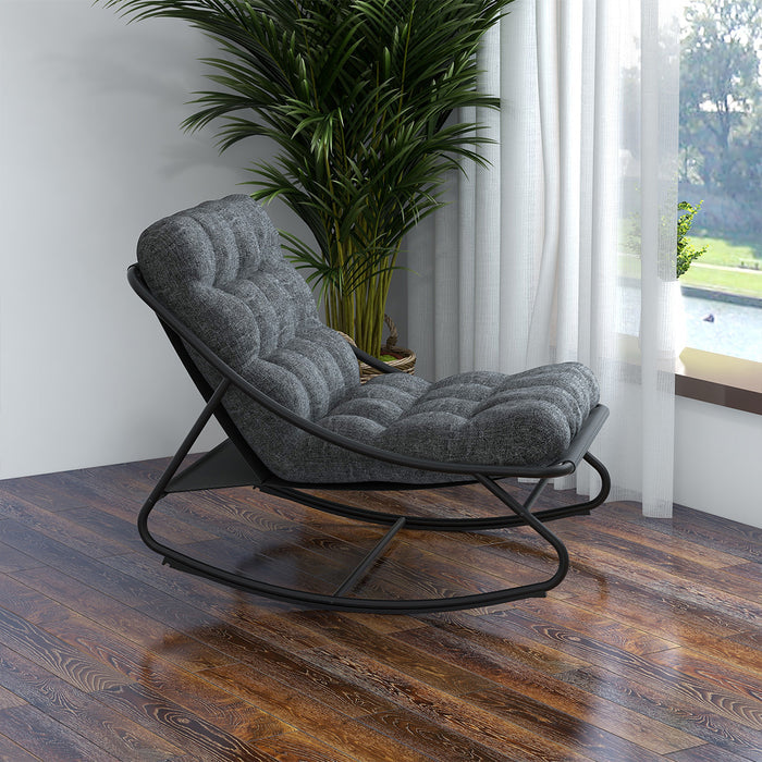 GRAND PATIO Indoor & Outdoor Rocking Chair with Thicken Dark Grey Cushion for Patio, Porch, Garden.