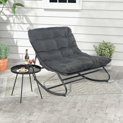 GRAND PATIO Indoor & Outdoor Rocking Chair with Thicken Dark Grey Cushion for Patio, Porch, Garden.